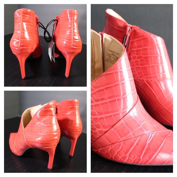 Zara Asymmetrical Crocodile Heeled Ankle Bootie - Picture 2 of 16